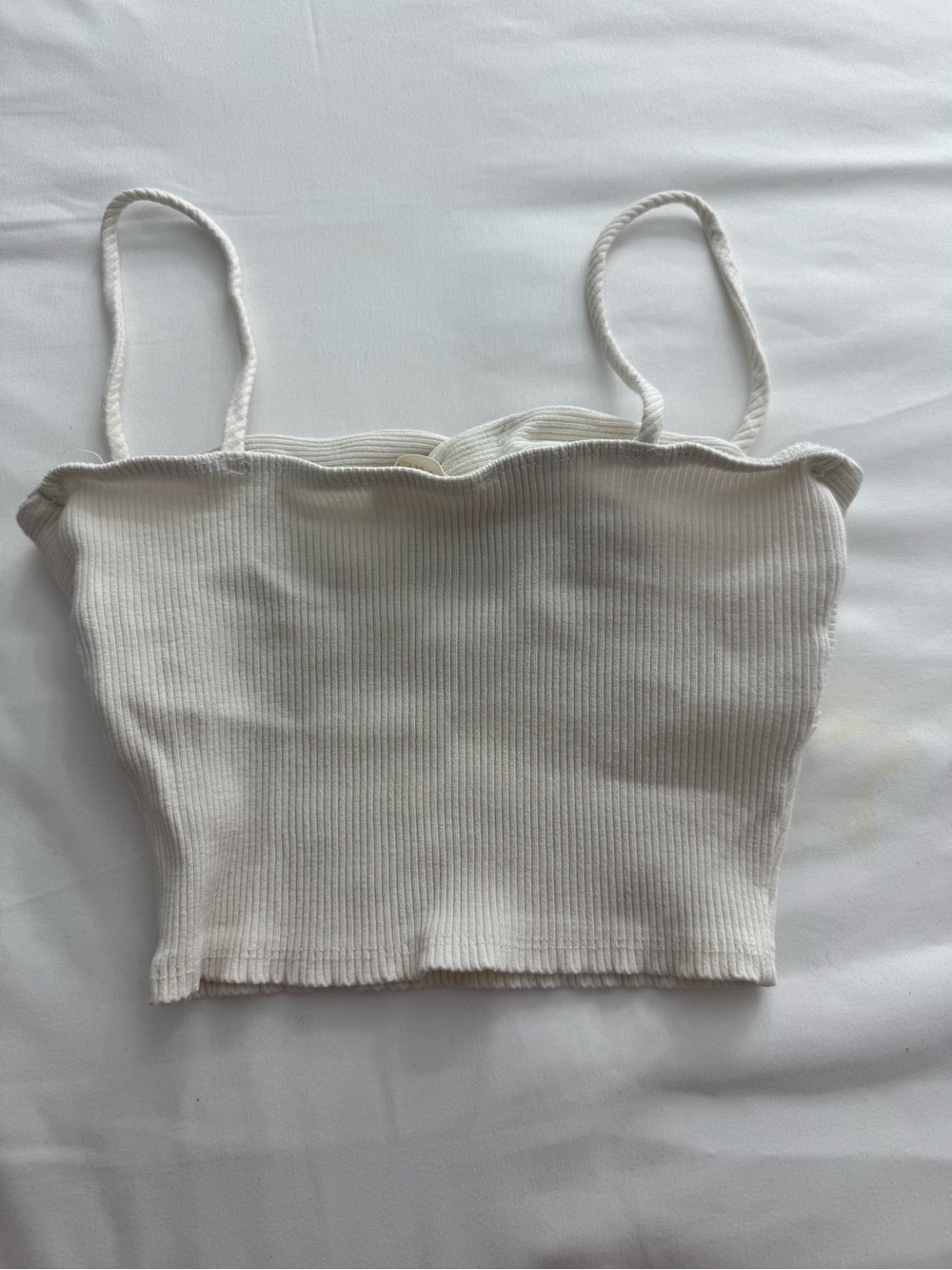 Knot-Front Ribbed Crop Tank Top - White - Picture 3 of 3